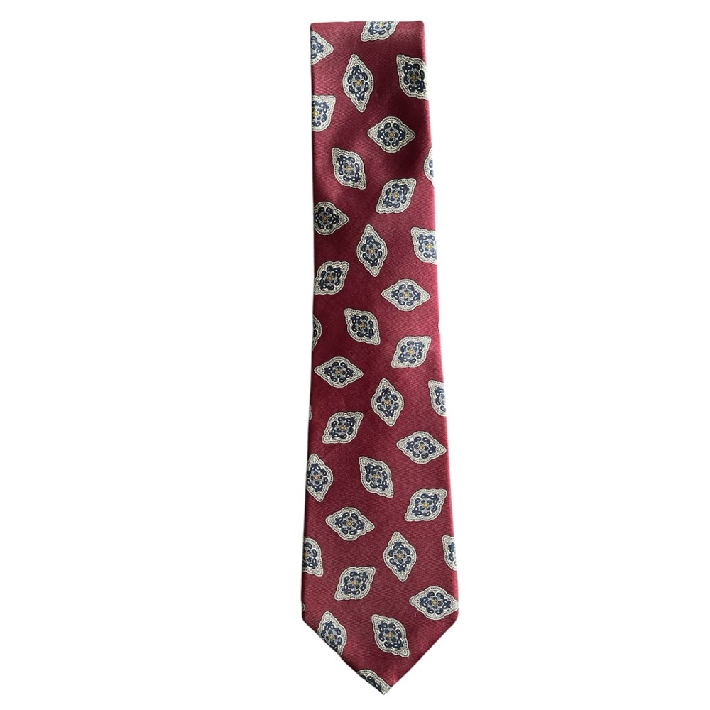John Henry Men’s Red Patterned 100% Silk Tie